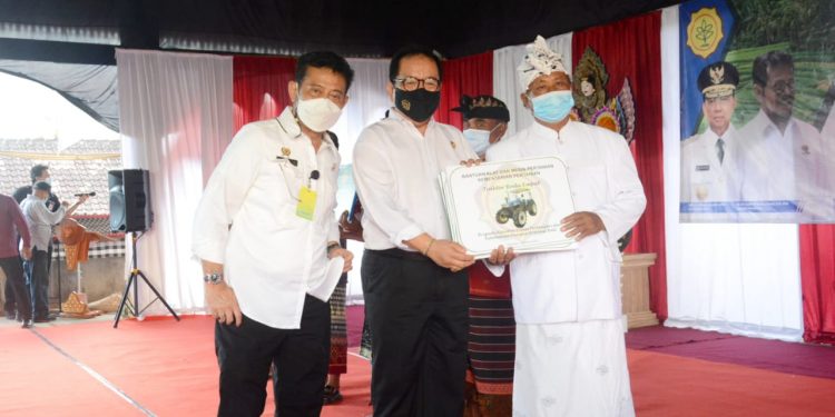 Wagub Cok Ace Dampingi Menteri Yasin Limpo Serahkan Bantuan Pertanian di Gianyar