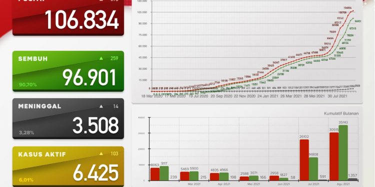 Update Kasus Covid 19 Bali Per 31 Agustus 2021, Kasus Sembuh 259 & Kasus Baru 376 Pasien