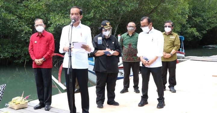 Di Dampingi Oleh Gubernur Koster, Presiden Tinjau Hutan Mangrove Di Bali