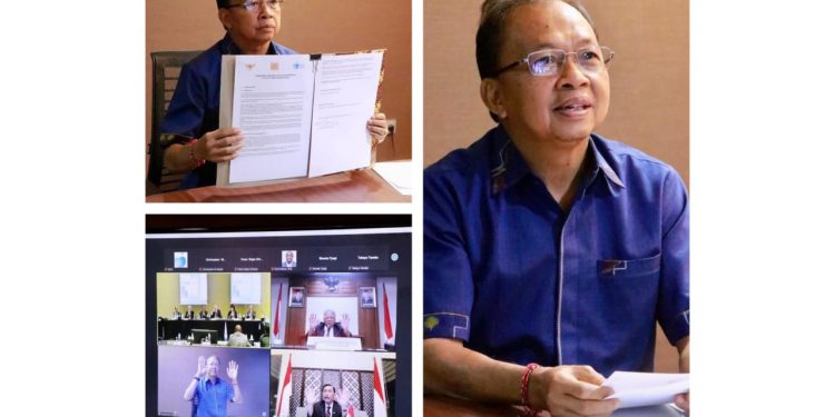 Gubernur Koster ,Menteri & Presiden WWC Tandatangani Perjanjian Kerangka Kerja WWC Tahun 2024