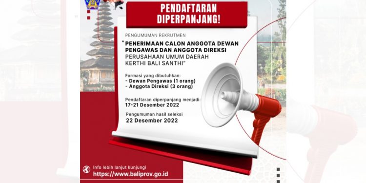 Masih Terbuka, Pendaftaran Calon Dewas & Direksi Perusda KBS Di Perpanjang Sampai 21 Desember