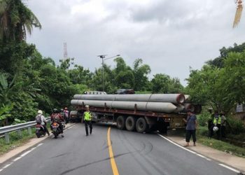 Tronton Mogok Menyebabkan Palang Jalan di Jembrana, Lintas Denpasar-Gilimanuk Lumpuh